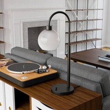 Black Indoor Table Light Lamp w/ Opal Globe S...