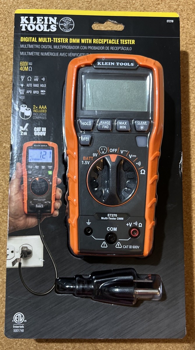 Klein Tools ET270 Digital Multi-Tester DMM with Receptacle Tester 