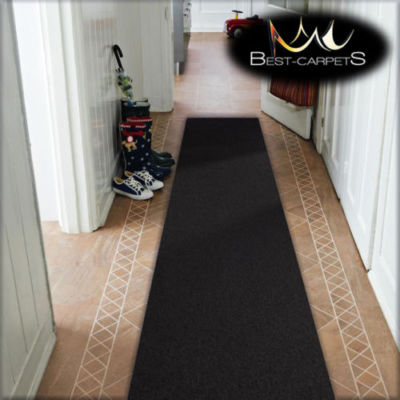 GÜNSTIGER LÄUFER FLUR MODERN schwarz Flur Breite 140 - 200 TEPPICHE Filzrücken Teppiche