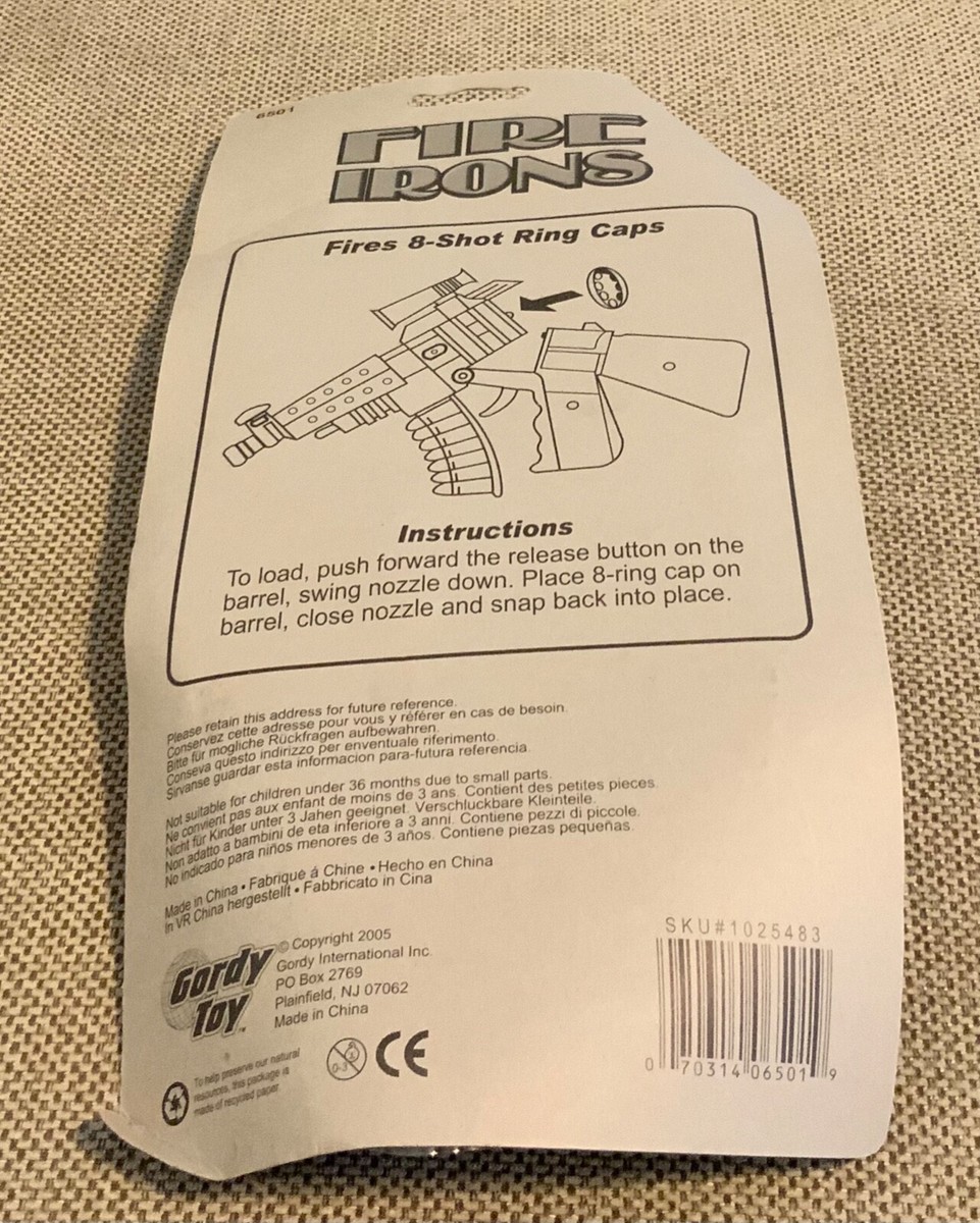Gordy Toy Fire Irons 8 Shot Repeating Machine Cap Gun Uses 8