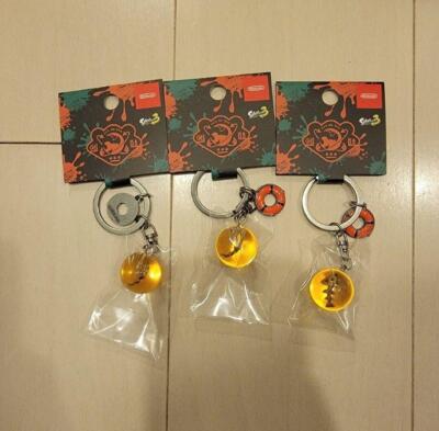 ''Splatoon 3 SALMON RUN Golden Egg Keychain 3pc Set Nintendo Store Exclusive ''