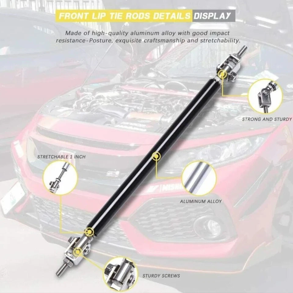 Kit de carrocería divisor de labios parachoques delantero negro brillante + varillas de puntal para Ford Taurus SHO Foto 3 de 4
