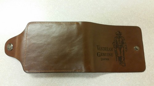 NUEVO PARA HOMBRE ""VANDREAM"" CUERO MARRÓN BILLETERA RIFLE VAQUERO EMBRAGUE BOTÓN PLEGABLE - Imagen 3 de 7
