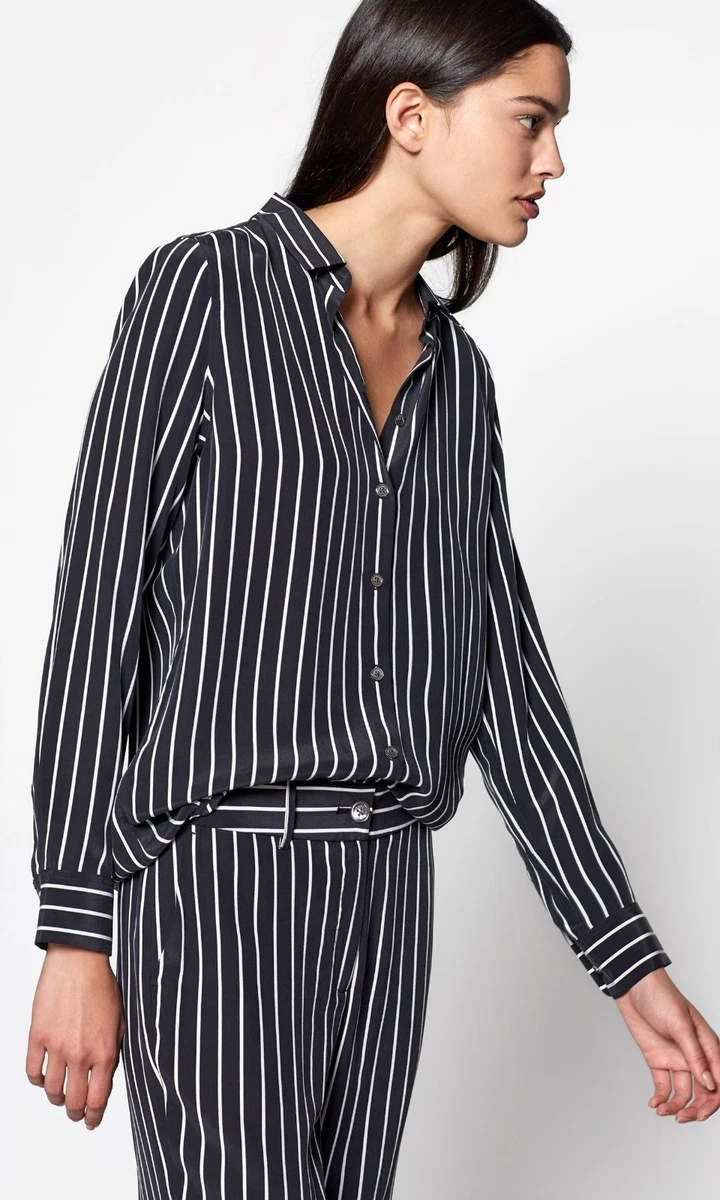 striped blouse black and white