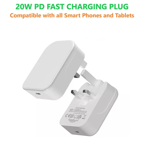 For iPhone 17 16 15 14 13 12 Pro Max Fast 20W USB-C Plug Charger Adapter Cable