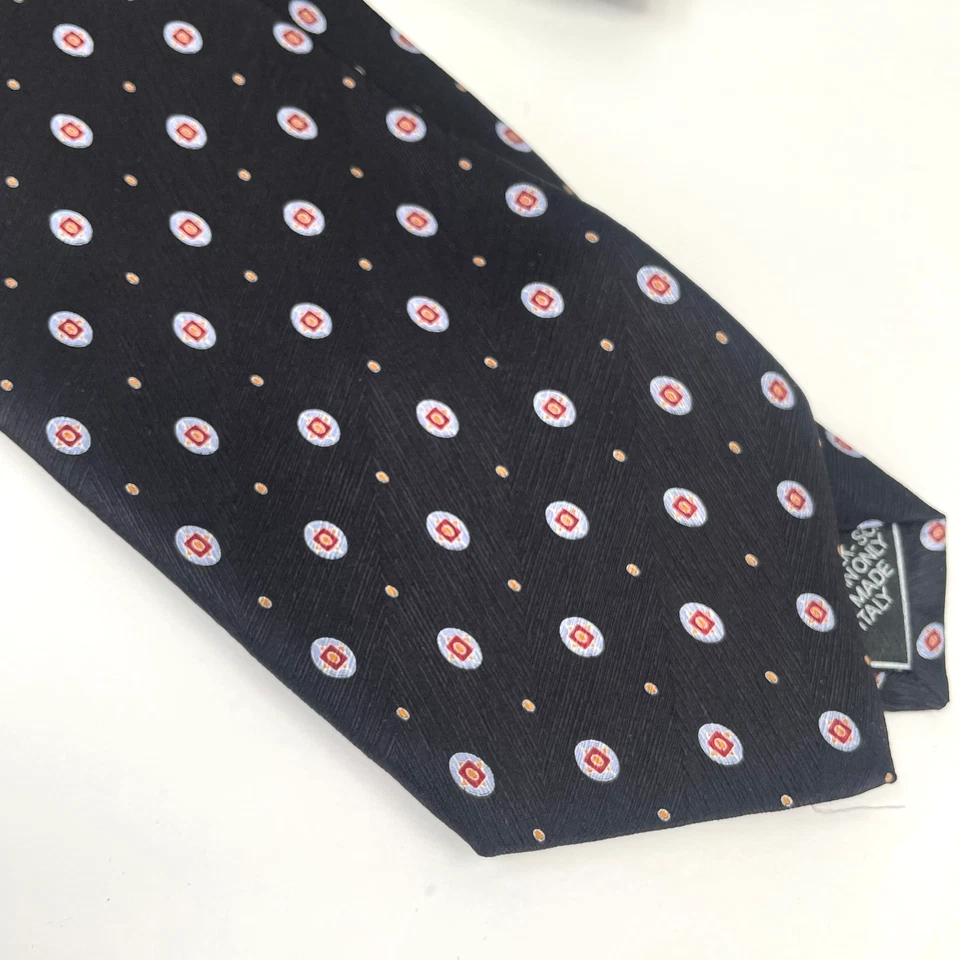 Corbata de cuello Brioni + Cuadrado de bolsillo negra geométrica 100 % seda Italia texturizada ¡USADA EN EXCELENTE ESTADO! Foto 2 de 4