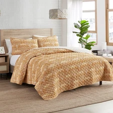 - King Quilt Set, 3-Piece Medallion Bedding with Matching Shams, Lightweight ...