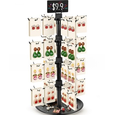 Jewelry Display for Vendors with 80 Hooks, 4 Tier Rotating Display Stand Earr...