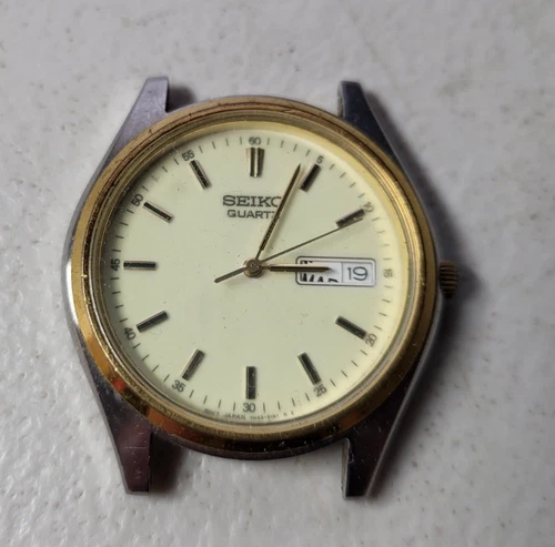 WORKS FACE ONLY Vintage Seiko Quartz MS 7N43-9041  Day / Date Wrist Watch Japan
