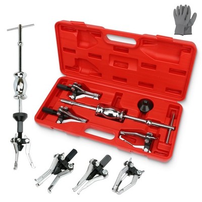 3 Jaw Gear Bearing Slide Hammer Puller Set, Universal Internal & RED