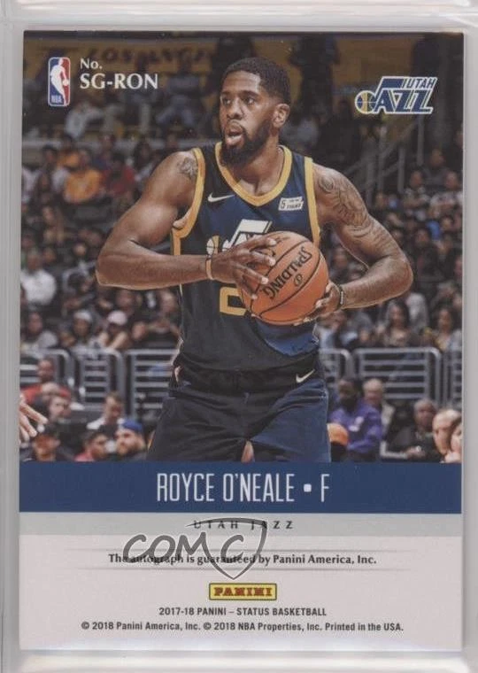 2017-18 Panini Status Signatures Royce O'Neale #SG-RON Rookie Auto RC - Image 2 of 3