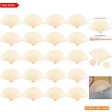 20-Piece Wooden Handheld Paper Fans - Perfect for Weddings Custom Art