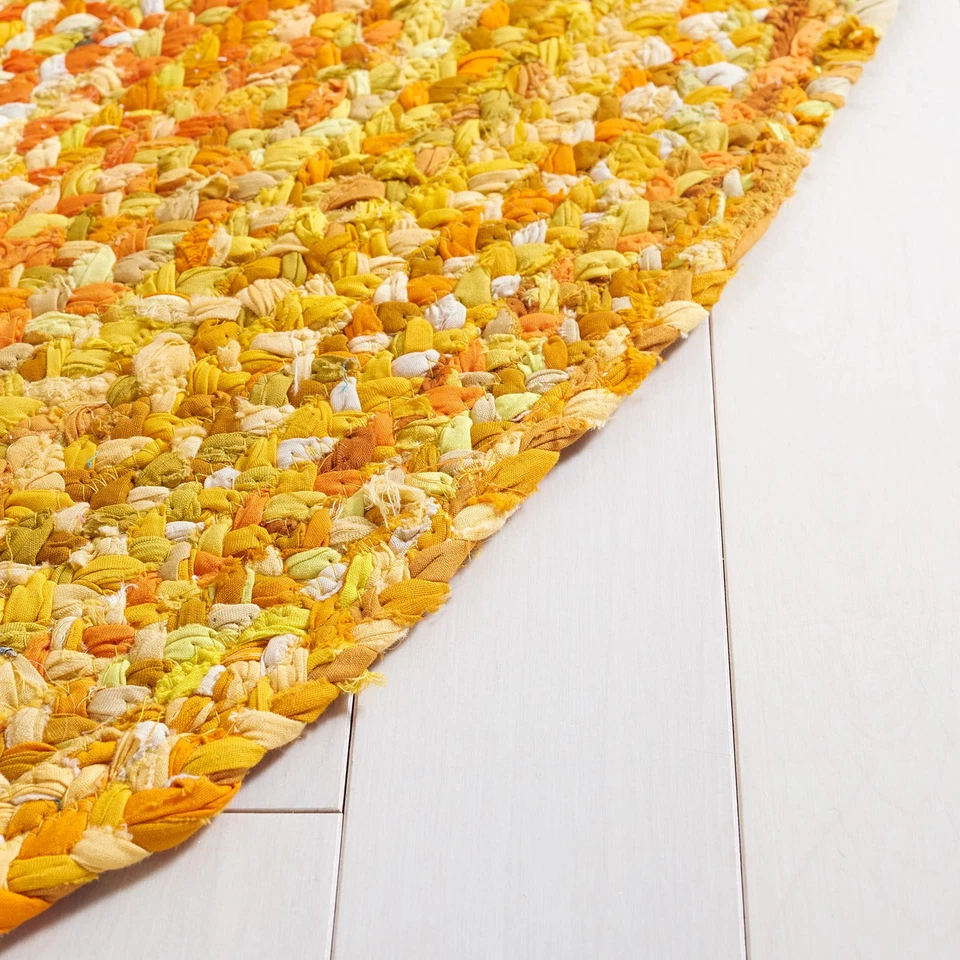 Tapete de área coleção trançado - 4' x 6' oval, dourado, feito à mão fazenda de campo... - Imagem 3 de 4