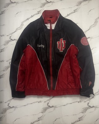 Vintage Pro Player Lederjacke Indiana Hoosiers NCAA 90er Bomber - Größe M