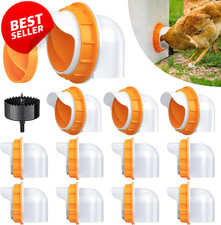 Chicken Feeder 12 Port No Waste Auto Gravity DIY Kit Bucket Barrel Orange - US