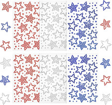 Patriotic Rhinestone Star Stickers, 6 Sheets 4Th of July Silver Glitter Bling St