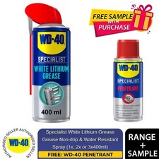 WD-40 Specialist White Lithium Grease 400ml - Buy 1, 2 or 3 + Free Penetrant50ml