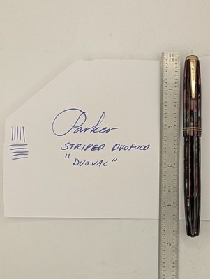 Parker Duovac Striped Red Vacumatic Fountain Pen Blue Diamond 14k Nib Restored