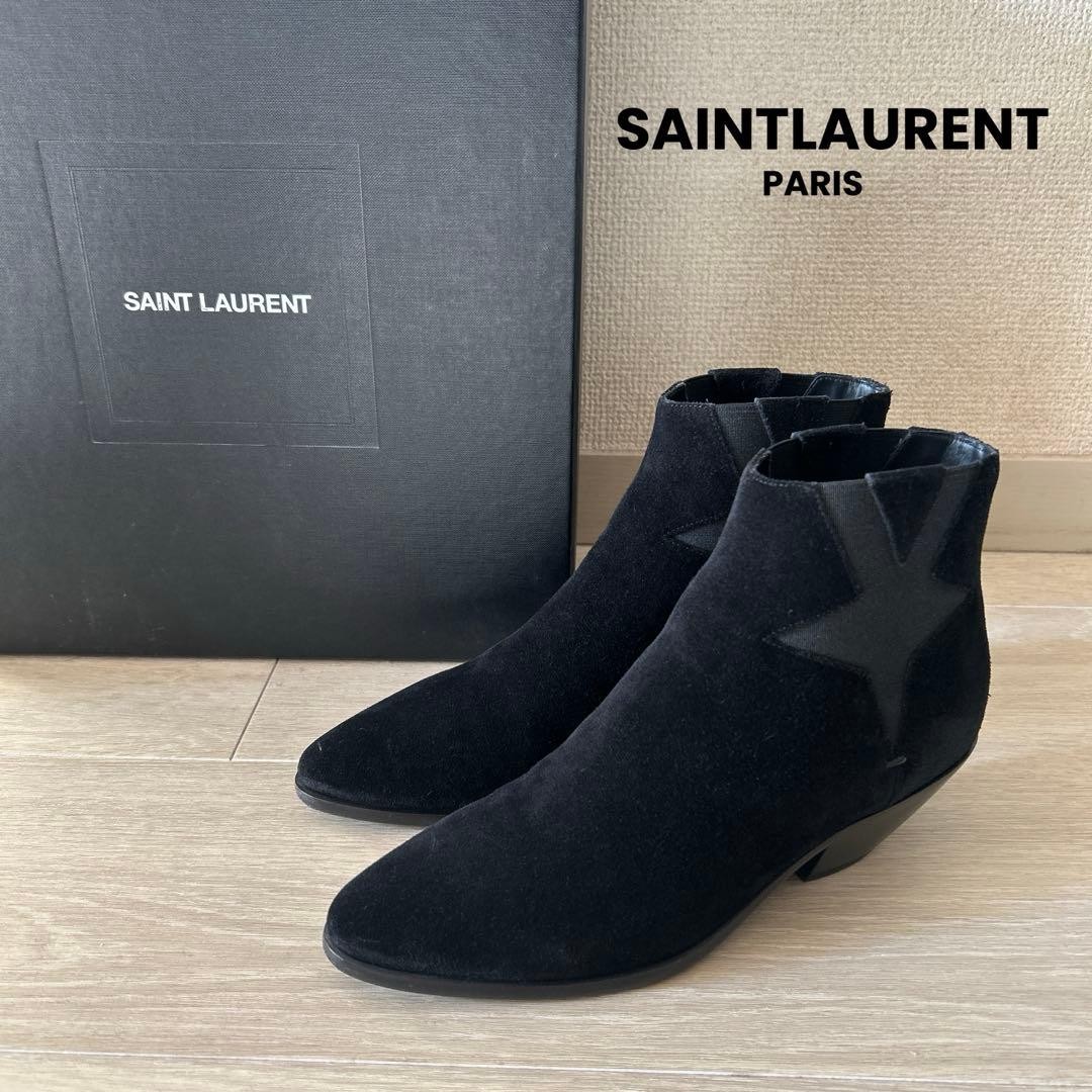 Saint Laurent Paris Short Boots Shoes EU 37 US 7 Suede Black Authentic thumbnail 22