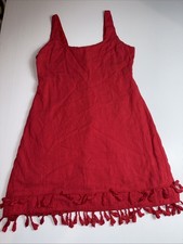 Lulus - Women's Feel The Sunshine Tassel Mini Sleeveless Dress Red Size M