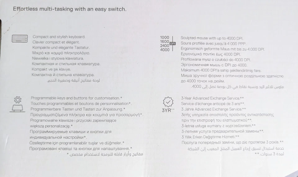 New Dell KM7120W Multi-Device Wireless Keyboard & Mouse Combo | UK QWERTY | Grey - Image 4 of 4