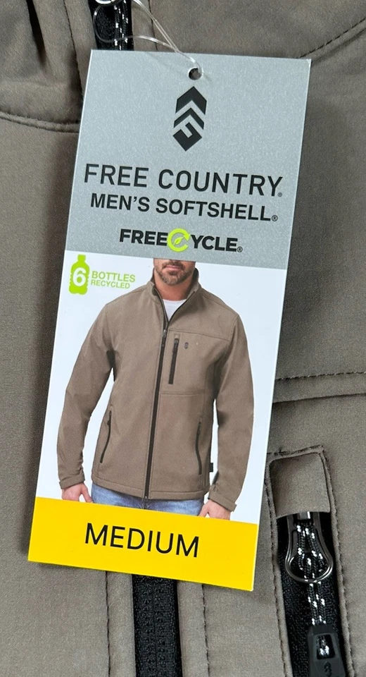 Free Country NWT Men’s Soft Shell Fleece Jacket Size M Tan HG - Image 3 of 4