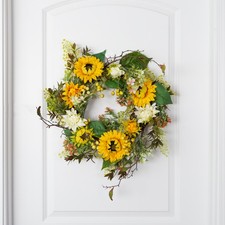 22 Inch Faux Sunflower Summer Wreaths Garland for Front Door Hanging Home Decor