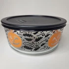 Pyrex 7 Cup Halloween Storage Bowl With Lid Pumpkins Jack O Lantern