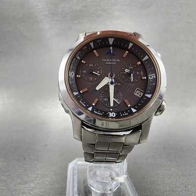 Casio Oceanus OCW-10 Watch Men 36mm Black Dial Titanium Chrono