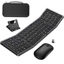 Foldable Keyboard and Mouse, Folding Wireless Keyboard Mouse Combo with Porta...