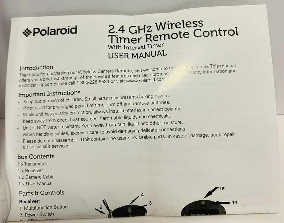 Polaroid 2.4GHZ Wireless Timer Remote Control For Canon Cameras NEW - Image 3 of 4