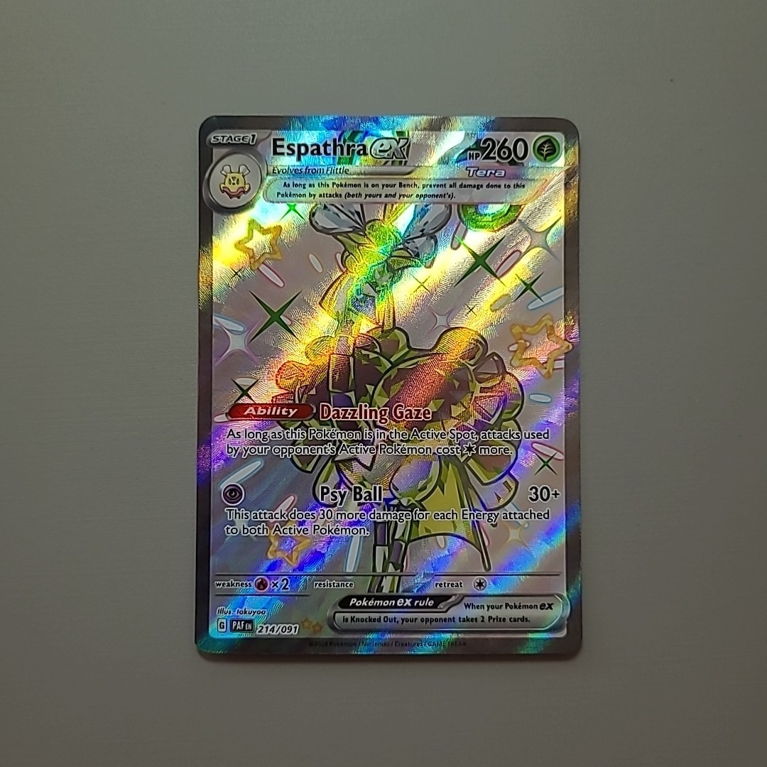 Espathra EX 214/091 Shiny Holo Rare Paldean Fates Pokemon Card NM