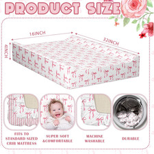 2 Pack Pink Bow Baby Changing Pad Cover Changing Table Cover for Girls Coquette