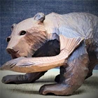 Small Higuma Japan Vintage Ainu Bear Hokkaido Wooden Hand Carved u139Ft