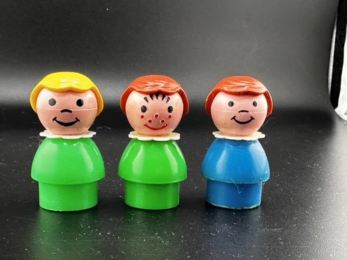Set of 3 Vintage Fisher Price Little People Girls Blue Green Brown Blond Figures