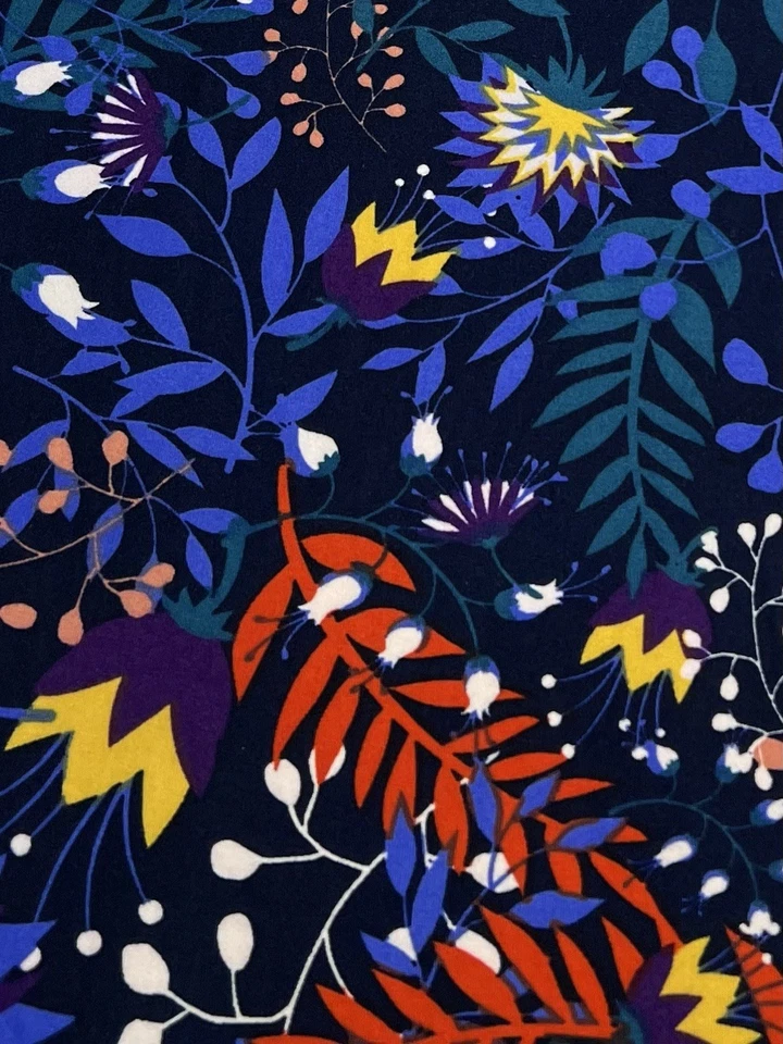 Leggings LuLaRoe TC Alto Curvilíneo Floral AZUL Coloridos Divertidos MODERNOS Hojas Elásticas Foto 2 de 4