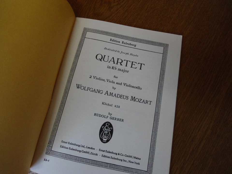 No.33 MOZART String Quartet k.v.428 in E major - Edition EULENBURG Score - Image 3 of 4