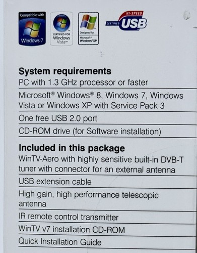 Hauppauge WinTV Aero, Digital TV Stick, Remote Control, Built-in Antenna, BNIB - Picture 8 of 8