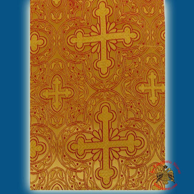 Fabric For Orthodox Vestment Liturgical Golden Fabric With Burgundy