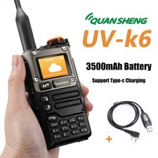 Quansheng UV-K6 Walkie Talkie 5W Air Band Type C Charge Two Way Radio 3500mAh