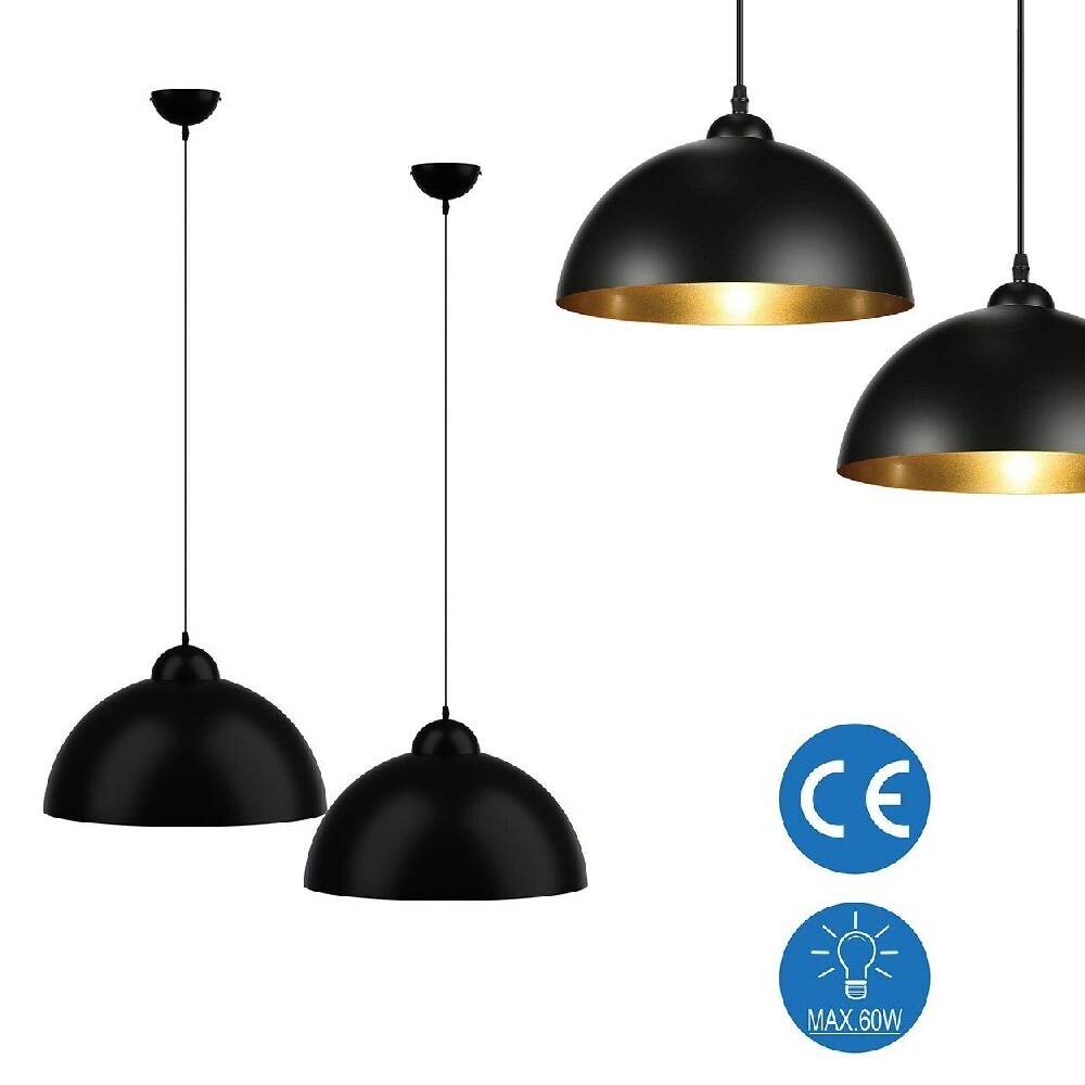 Lampadario Sospensione Moderno Nero Oro 30cm - Kit 2 Pezzi Offerta