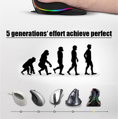 4000 DPI Ergonnomic Vertical Optical Gaming Mouse RGB Backlit For PC Laptop Mac - Picture 8 of 8