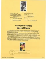 USPS Souvenir First Day Of Issue Commemorative Stamp 8/8/88 Love 2oz 45c