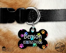 Dog Tag - Pet Tag - ID Tag - Dog ID Tag - Personalised - Rainbow Paws