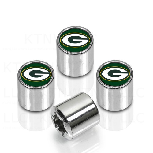 New NFL Green Bay Packers Car Truck Chrome Finish Tire Valve Stem Caps