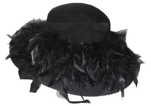 Vintage Black Church Hat beads sequins feathers goth pinup  display picture 2