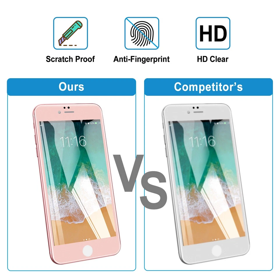 Protector de pantalla de vidrio templado de cobertura completa 3D para Apple iPhone 7 6 y Plus Foto 3 de 4