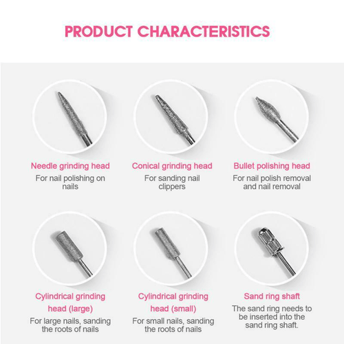 Electric DRILL NAIL File Acrylic Art Bits Manicure Pedicure Portable Machine Kit - Picture 6 of 12