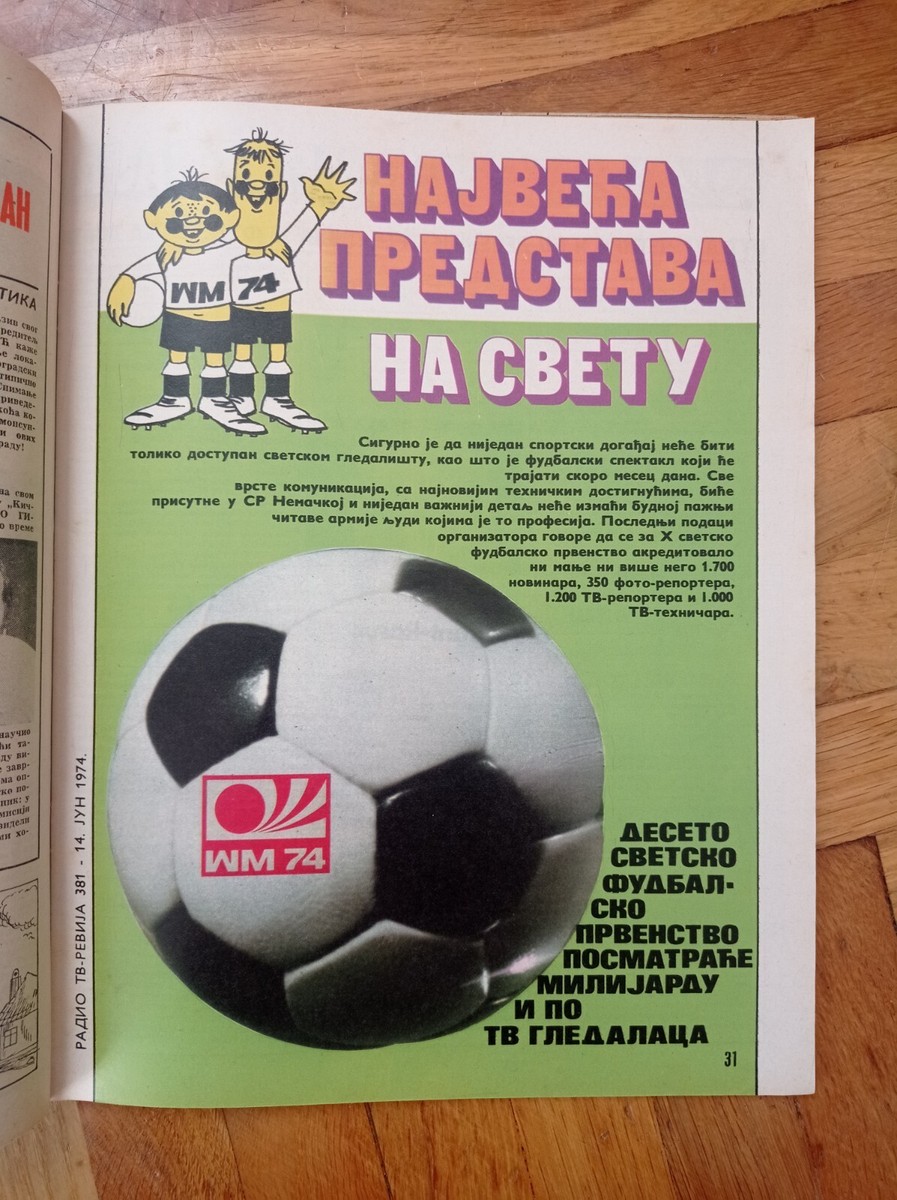 WM 74 Germany Football World Cup Yugoslavian Old Vintage Magazine