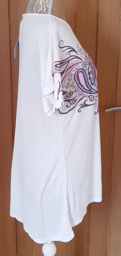 Together Ladies Ivory Print Sequin T-shirt Top Blouse Size 8 BNWT - Picture 3 of 5